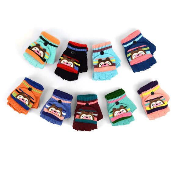 Children's (5-8 yrs) Knit Convertible /Mitten Gloves - Bear - Teal / Aqua - NWT - Picture 5 of 5